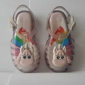Mini Melissa Kids Unicorn Jelly Sandals - Pink and Clear